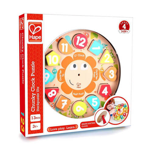 Hape Chunky Clock Puzzle Learning Wooden Puzzle