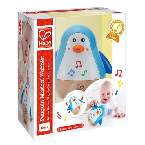 Hape Penguin Musical Wobbler Wooden Toddler Toy Game