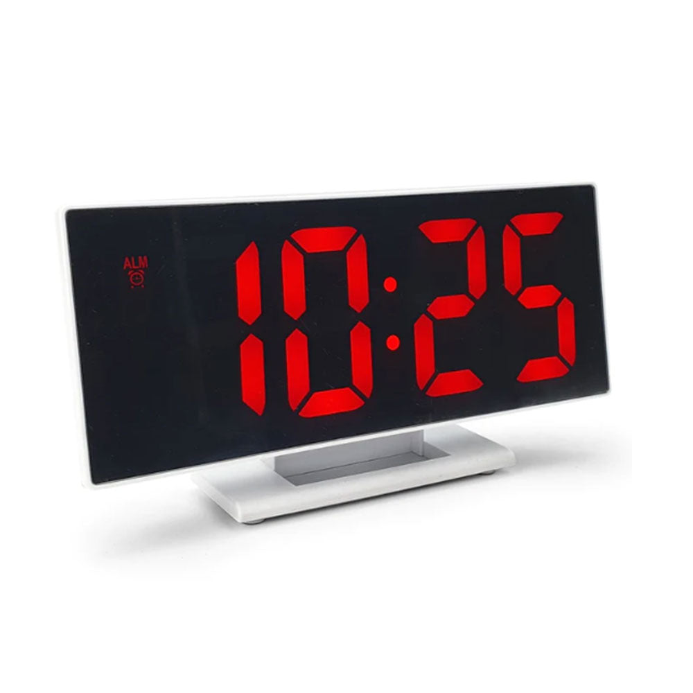 Mirrored Face LCD Alarm Clock 19cm