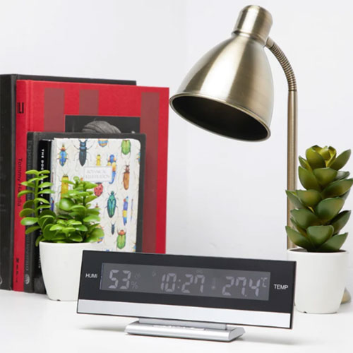 Panel LED Indoor Climate Alarm Clock 25cm