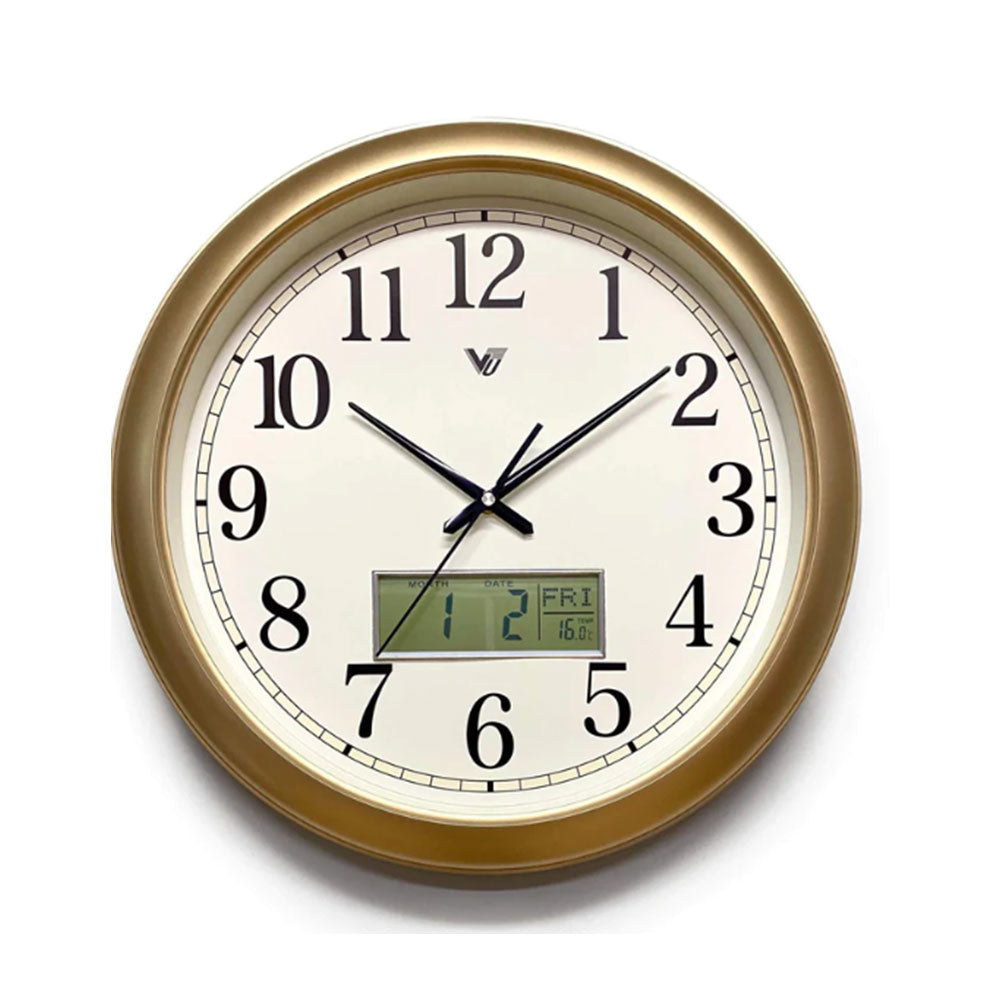 Naomi Modern Clock w/ Digital Calendar & Temperature
