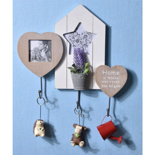 Decorative Timber Photo Frame with Hooks