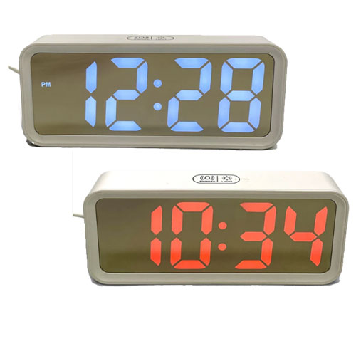 Mirrored Face USB Charging LED Alarm Clock 19cm