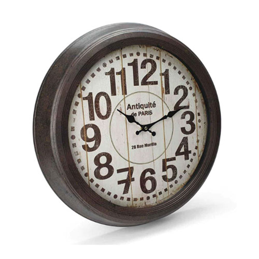 Antiquite De Paris Vintage Metal Wall Clock (Black)