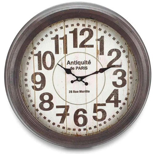 Antiquite De Paris Vintage Metal Wall Clock (Black)