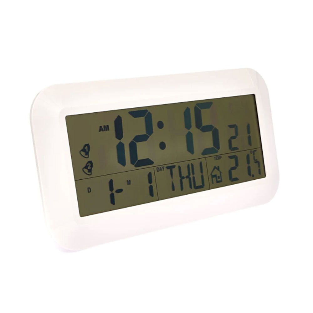 Jumbo LCD Calendar Wall Clock (White)