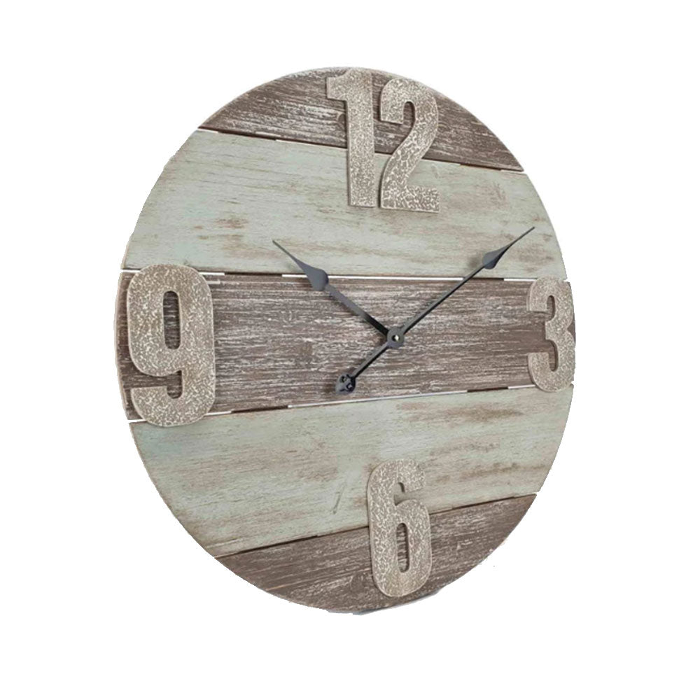 Round Timber Panel Wall Clock (60x60x2.5cm)