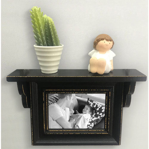 Wooden Wall Shelf with One Photo Frame (29x19x6.5cm)