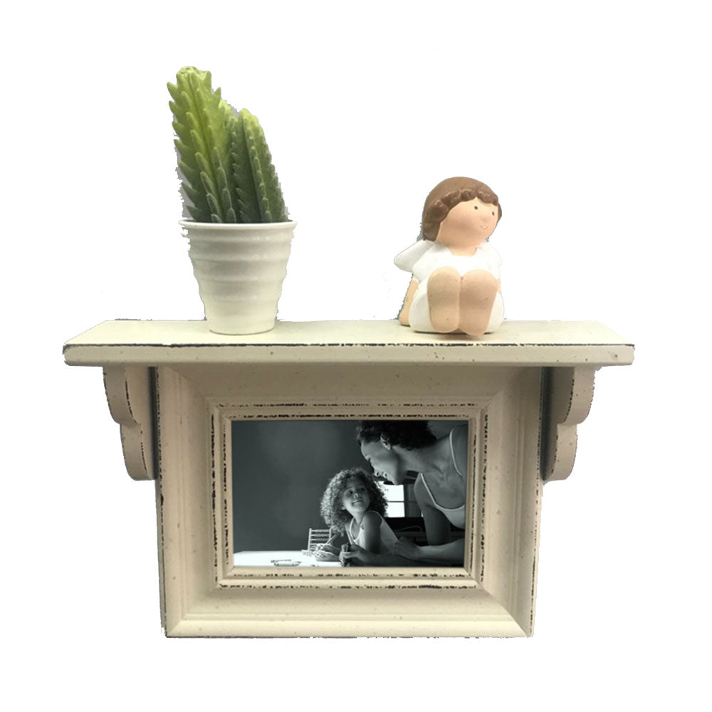 Wooden Wall Shelf with One Photo Frame (29x19x6.5cm)