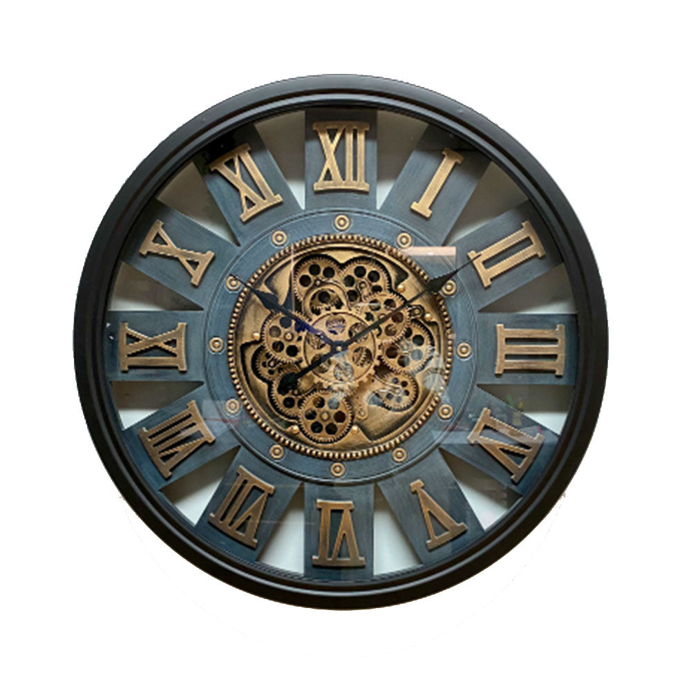 Rotary Gears Metal Wall Clock w/ Black Frame (72x72x9cm)