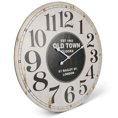 Classical Old Town Large Wooden Analog Wall Clock
