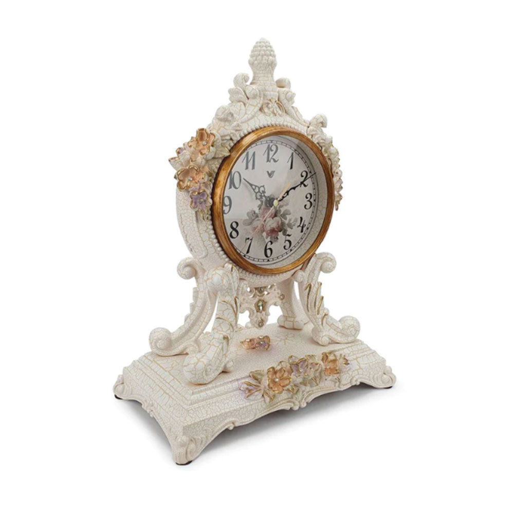 Luxurious Craft Diamonds and Flowers Pendulum Table Clock