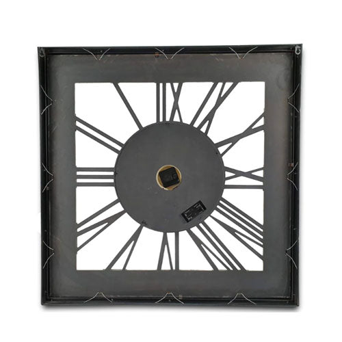 Luxurious Metal Square Clock with Moving Gears (Grey)