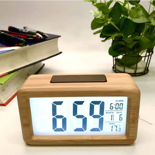Multifunctional Timber Digial Table Alarm Clock (14x7.5x5cm)