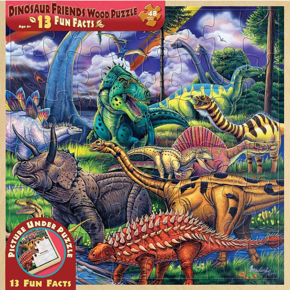 Dinosaur Friends Wood Fun Facts 48pc Puzzle