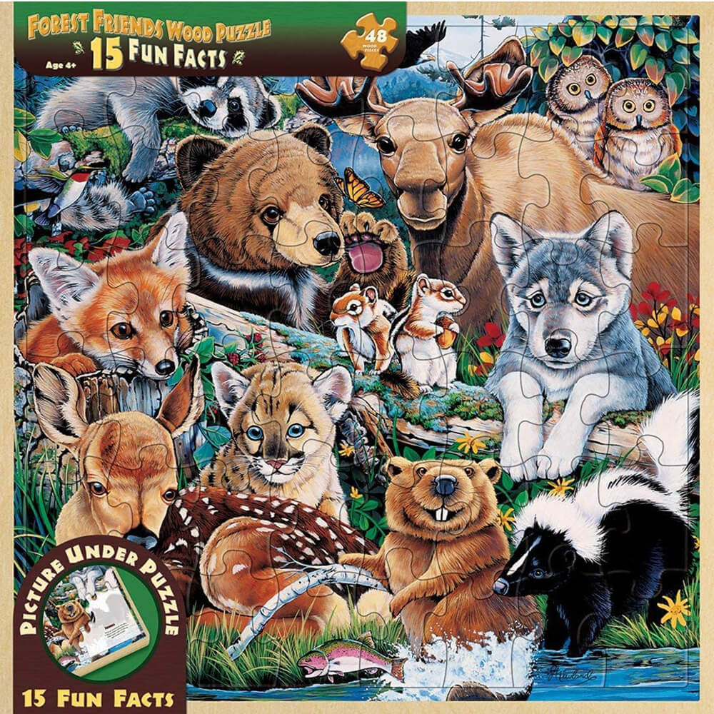 Forest Friends Wood Fun Facts 48pc Puzzle