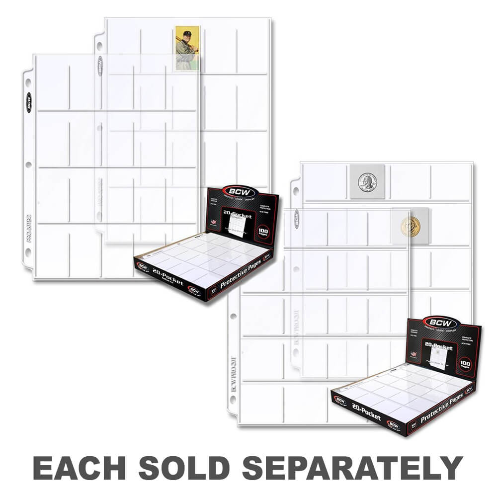 BCW 20 Pocket Protective Pages (100 Per Box)