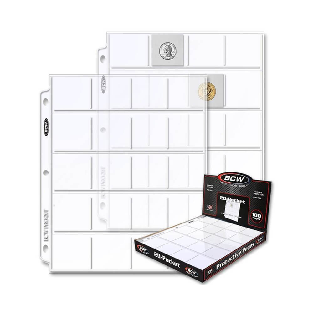 BCW 20 Pocket Protective Pages (100 Per Box)