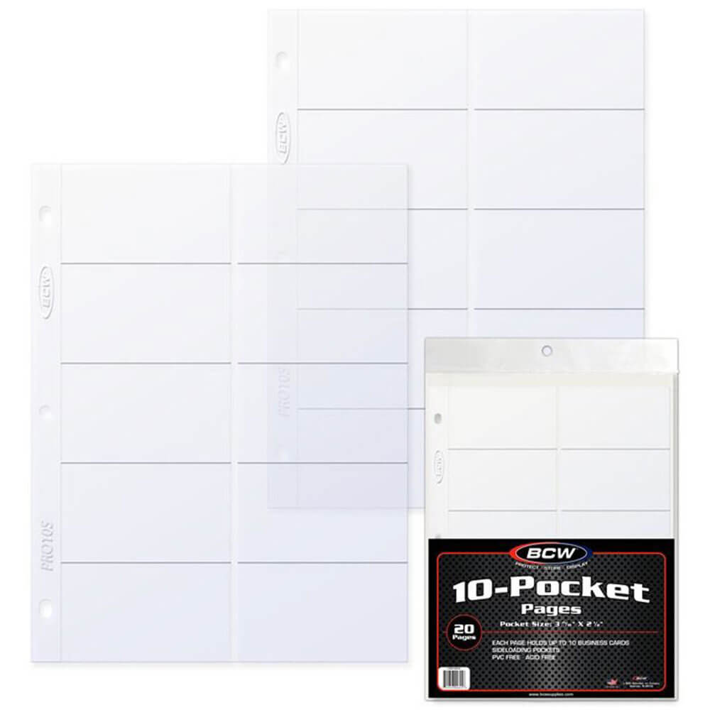 BCW Business Cards 10 Pocket Pages Side Load (20 Per Pack)