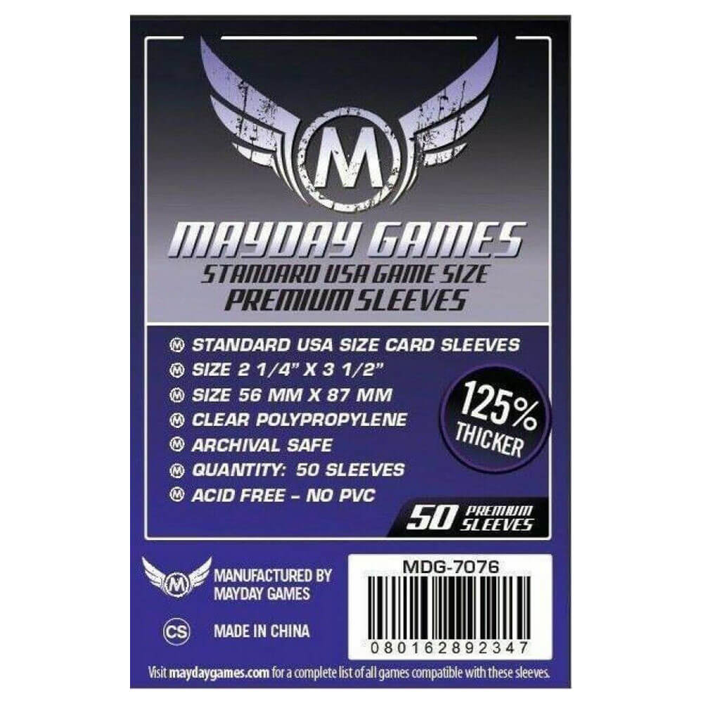 Mayday: 50 Premium USA Board Game Sleeves (Purple)