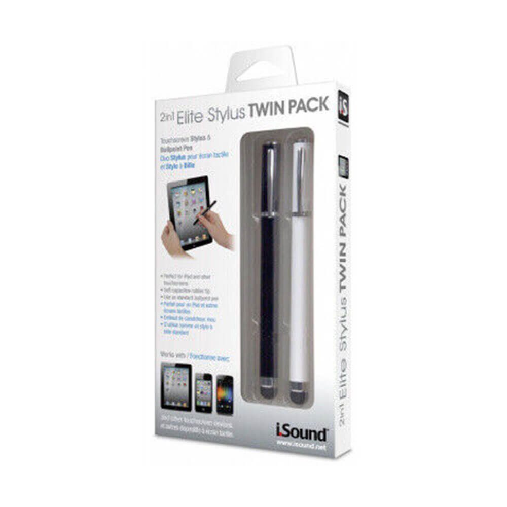 iSound Touch Screen Elite Stylus Twin Pack (Black and White)