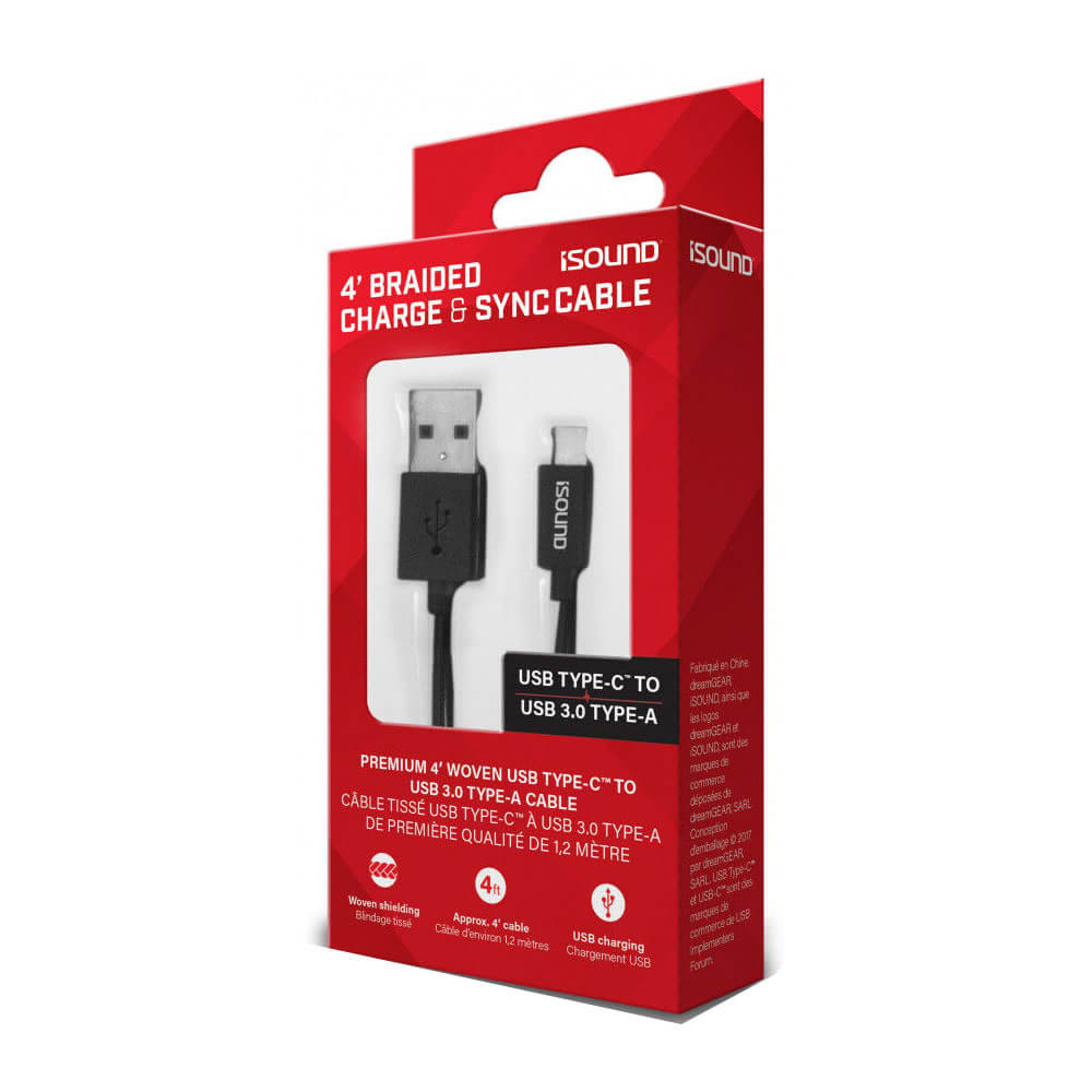 iSound USB-C Braided Charge & Sync Cable (Black)