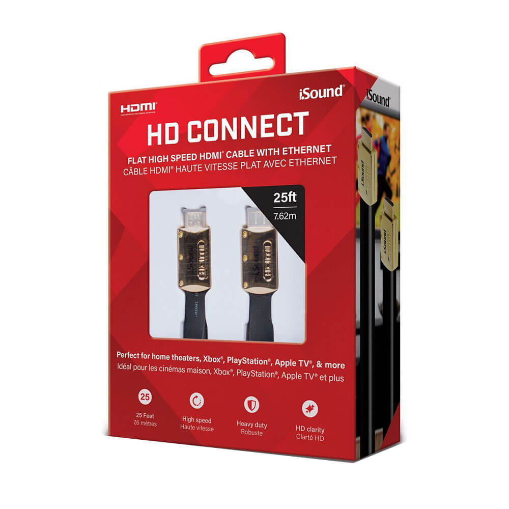 iSound HDMI HD Connect Cable 25ft (Black/Gold)