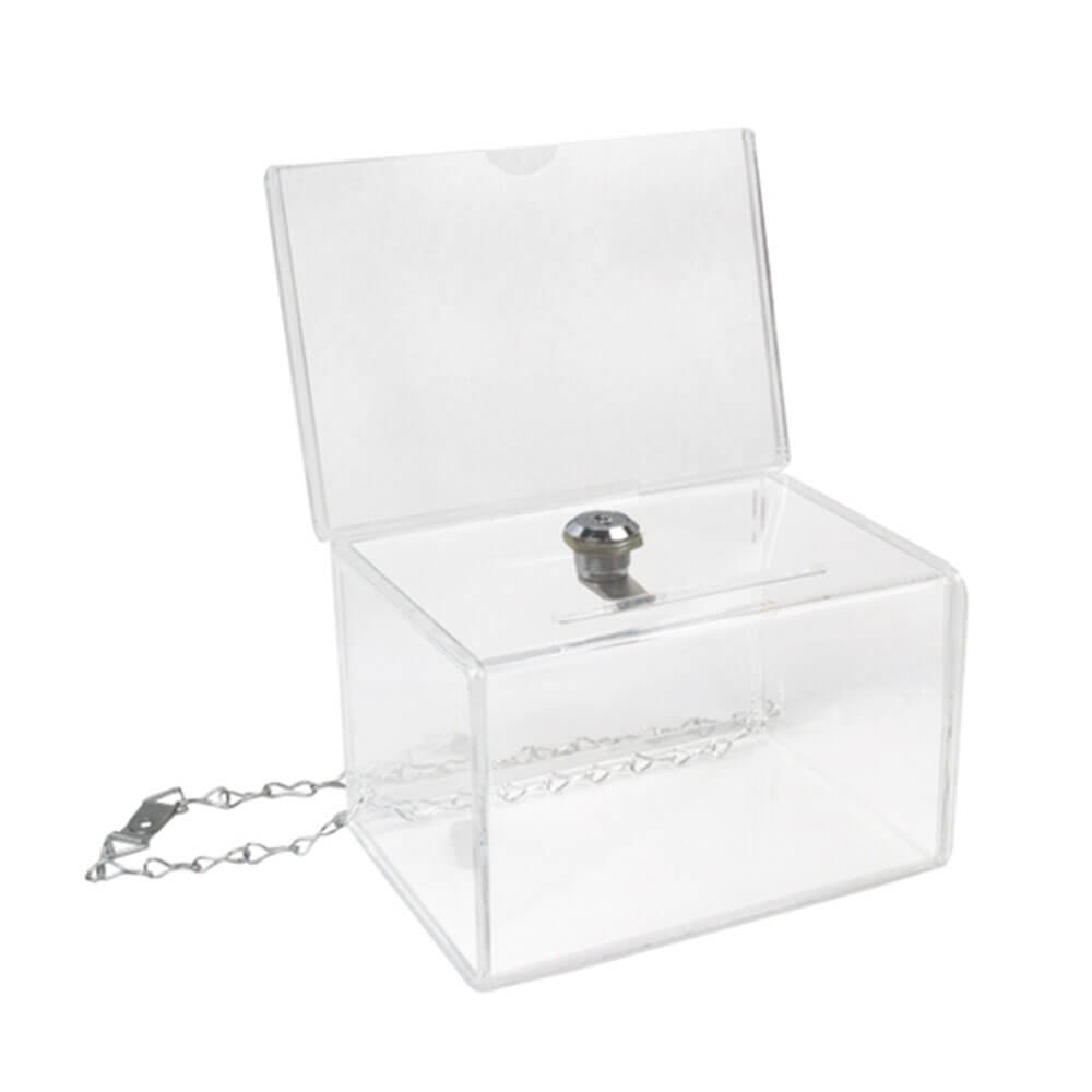 Deflecto Lockable Donation Box with Header Clear (A6)