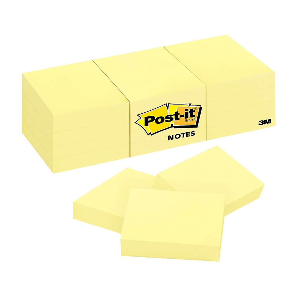 Post-it Notes Yellow 38x50mm (12pk)