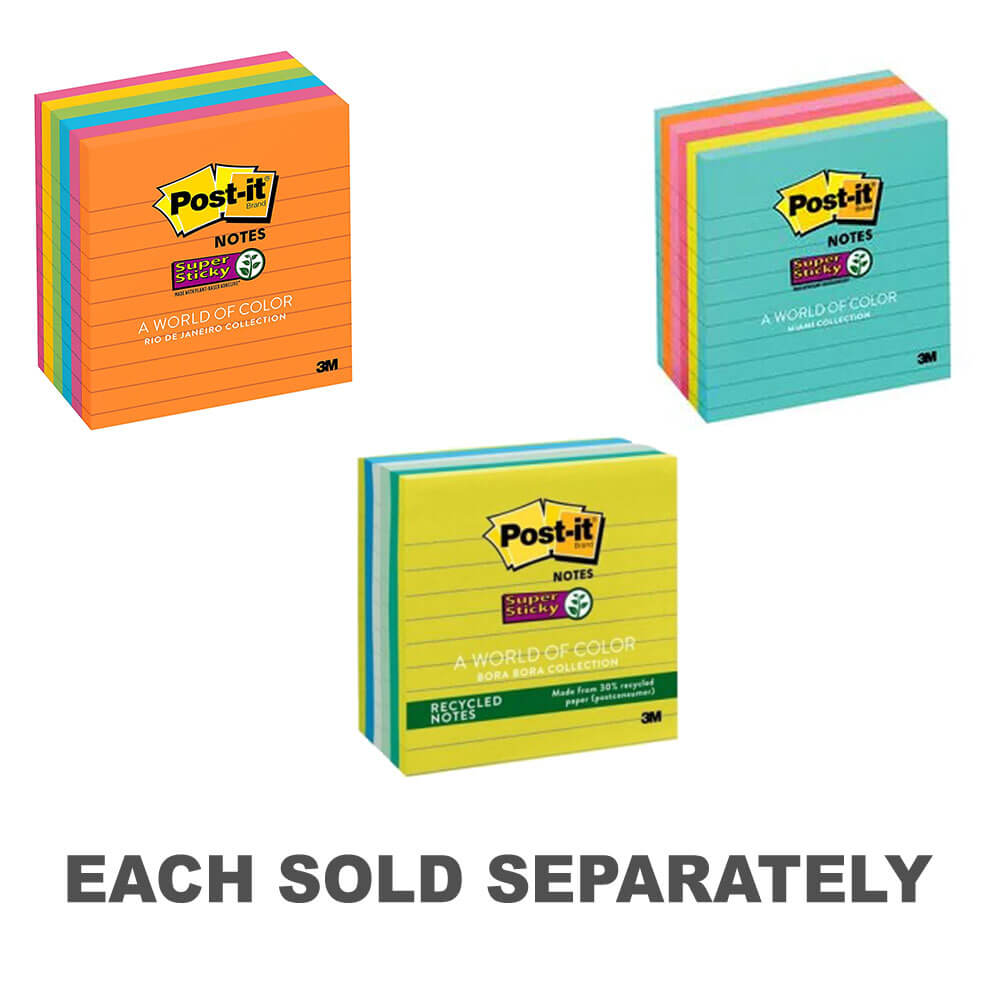 Post-It Lined Super Sticky Notes 6pk