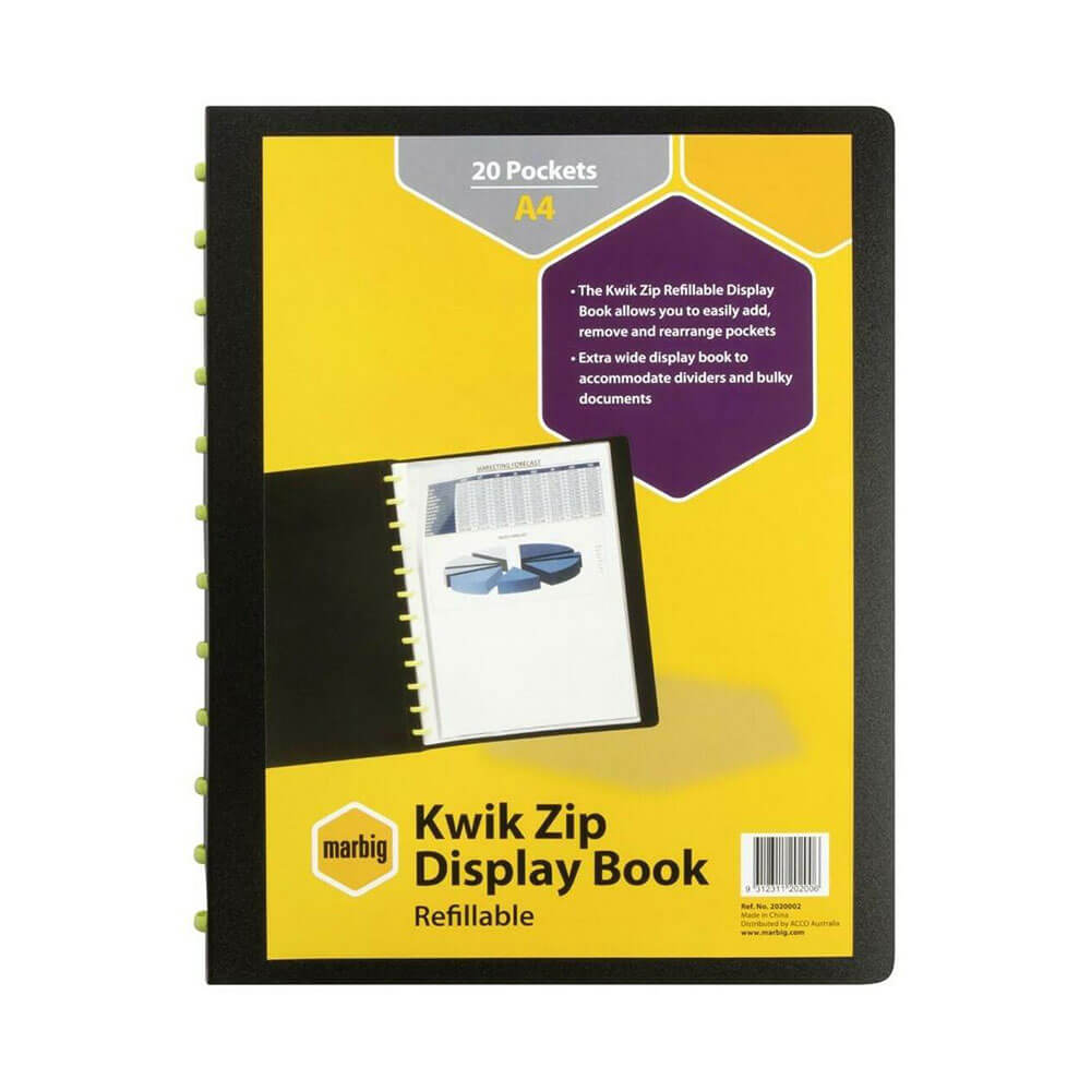 Marbig Kwik Zip Display Book A4 (20 pages)