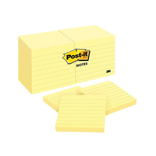 Post- It Notes Lined Yellow (12pk)