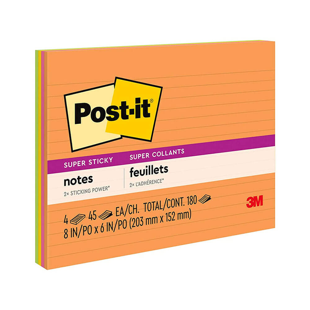 Post-it Notes Lined 203x152mm (4pk)
