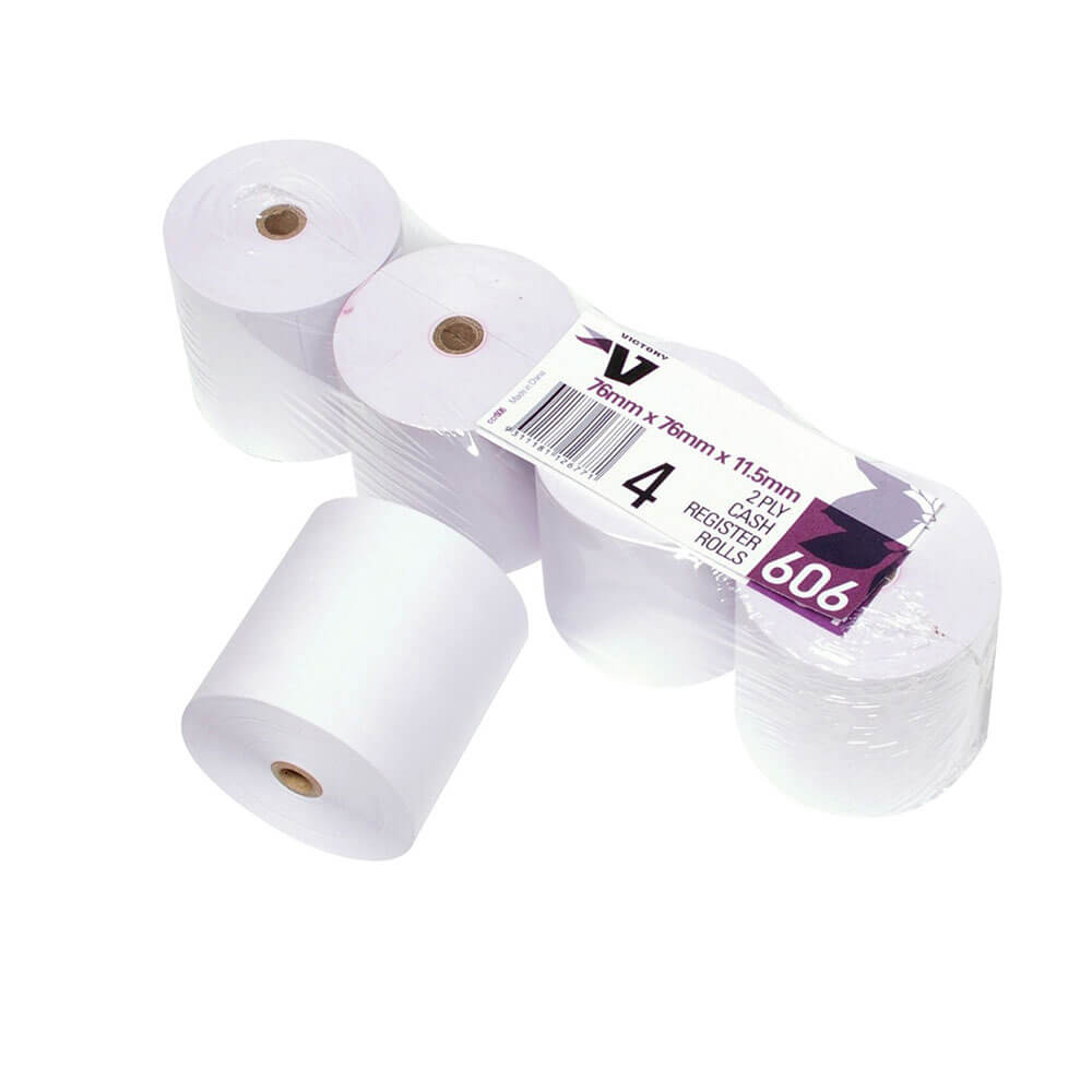 Victory 2-Ply Add Machine Rolls 76x76mm (4pk)