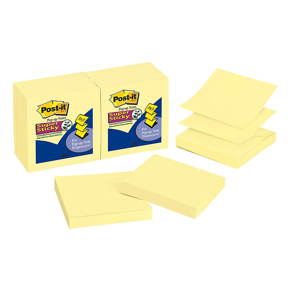 Post-it Super Sticky Pop-up Notes 76mm Canary Yellow (12pk)