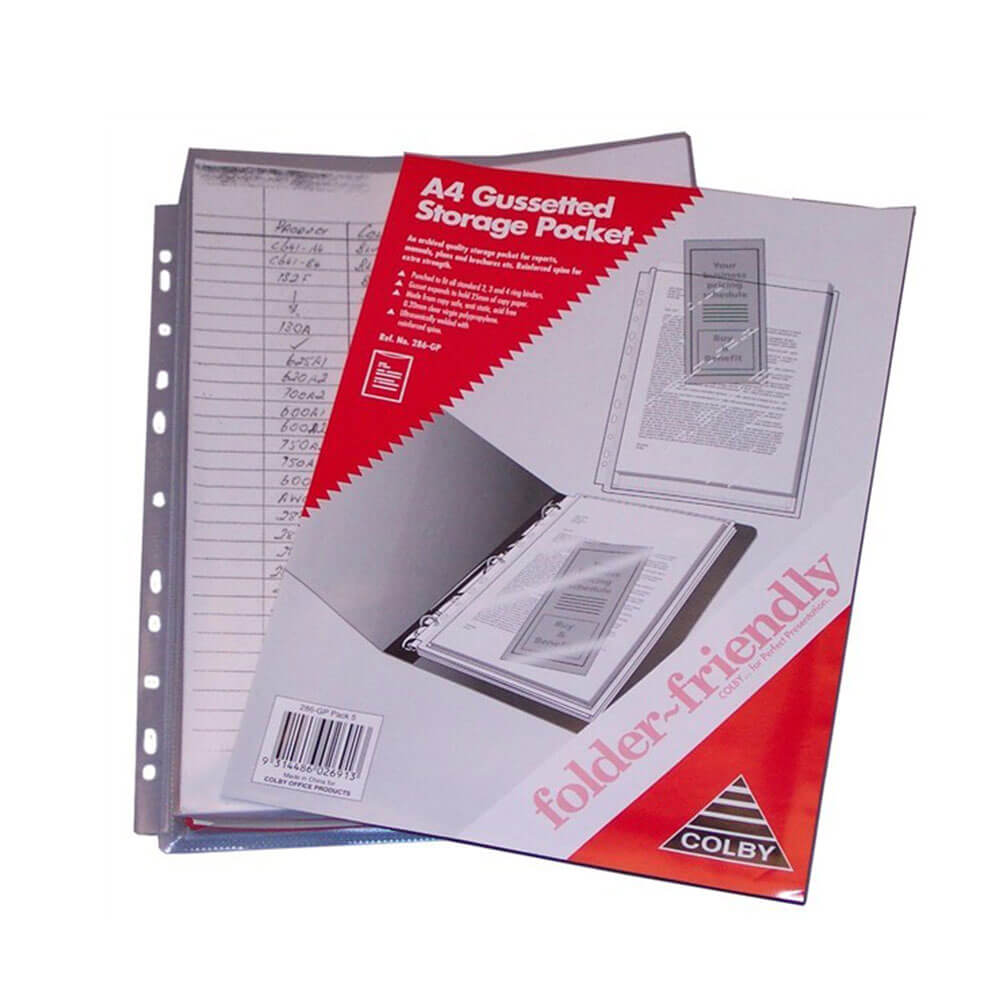 Colby Gusset Sheet Protectors A4 (5pk)