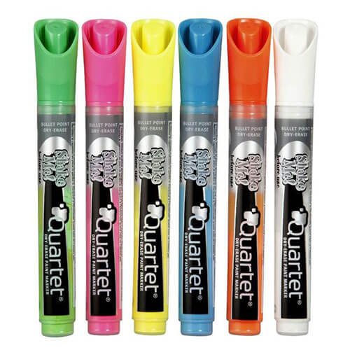 Quartet Dry Erase Neon Led Marker Assorted Colours (6pk)