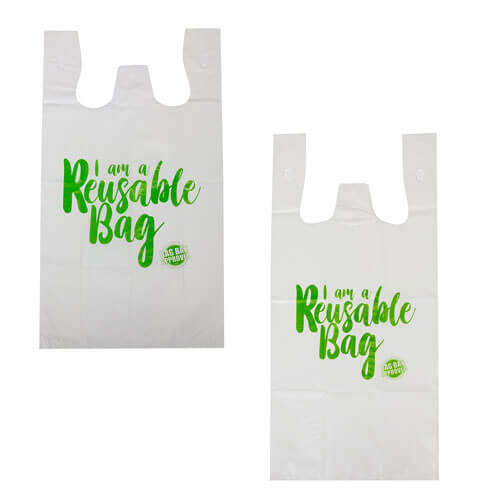 Capri Reusable Singlet Bags 36 Micron 100pk (White)
