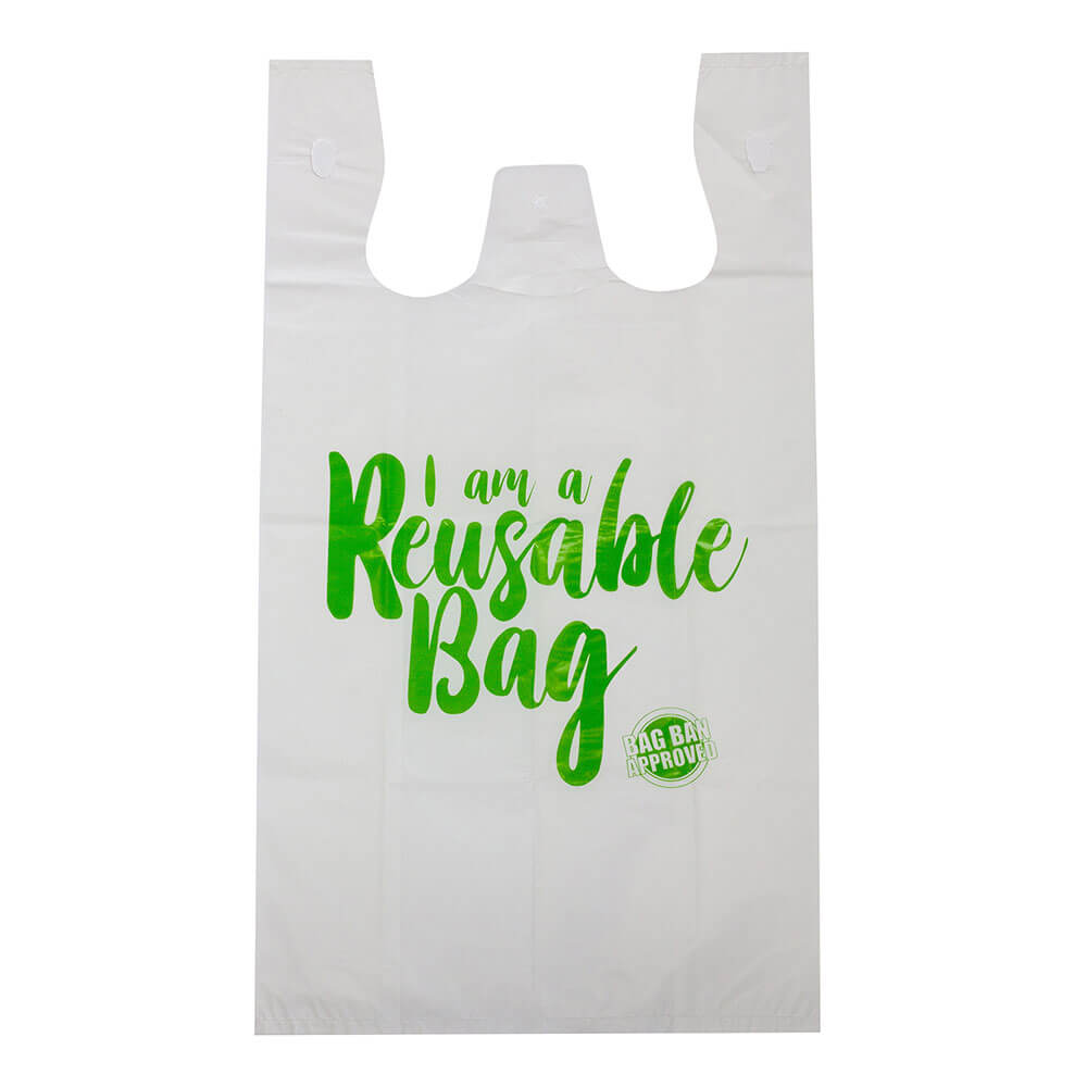 Capri Reusable Singlet Bags 36 Micron 100pk (White)