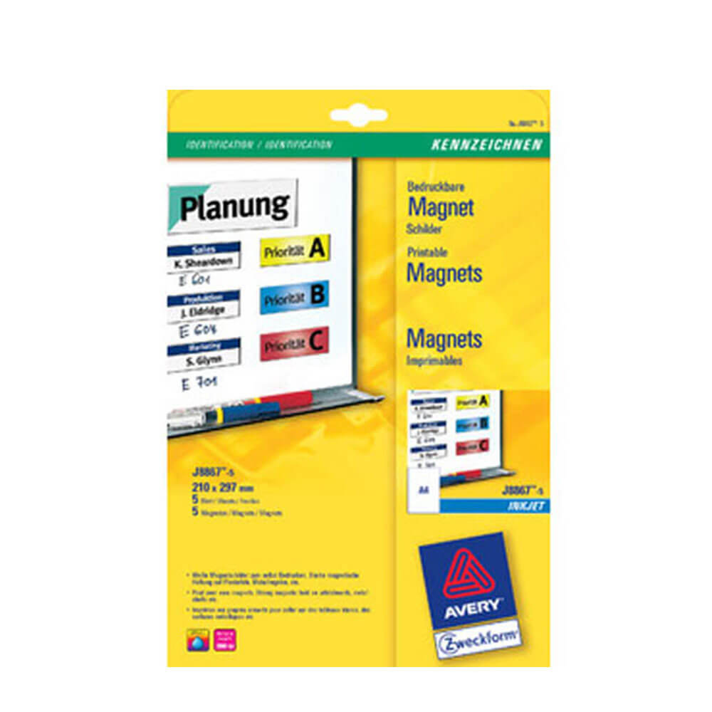 Avery Inkjet Magnetic Sign 1/sheet 5pk (210x297mm)