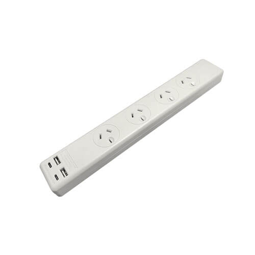 Jackson Industries 4 Outlet USB A and C Powerboard (White)