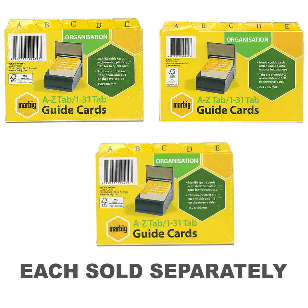 Marbig Manilla Index System Cards (A-Z /1-31 Tabs)