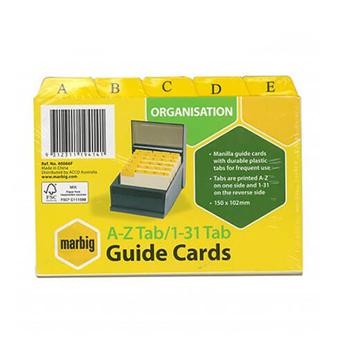 Marbig Manilla Index System Cards (A-Z /1-31 Tabs)