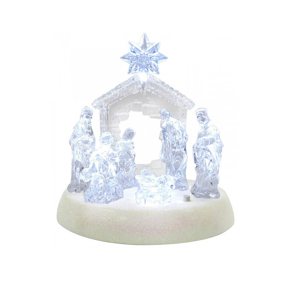 Christmas Acrylic Musical Nativity Scene LED Light Up