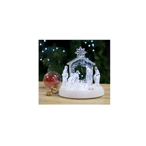 Christmas Acrylic Musical Nativity Scene LED Light Up
