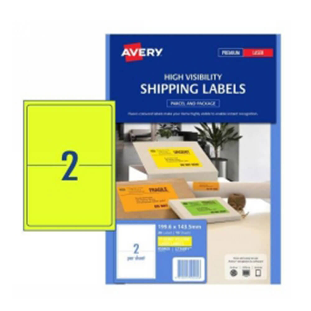 Avery High Visibility Shipping Label 10pk 2/sheet