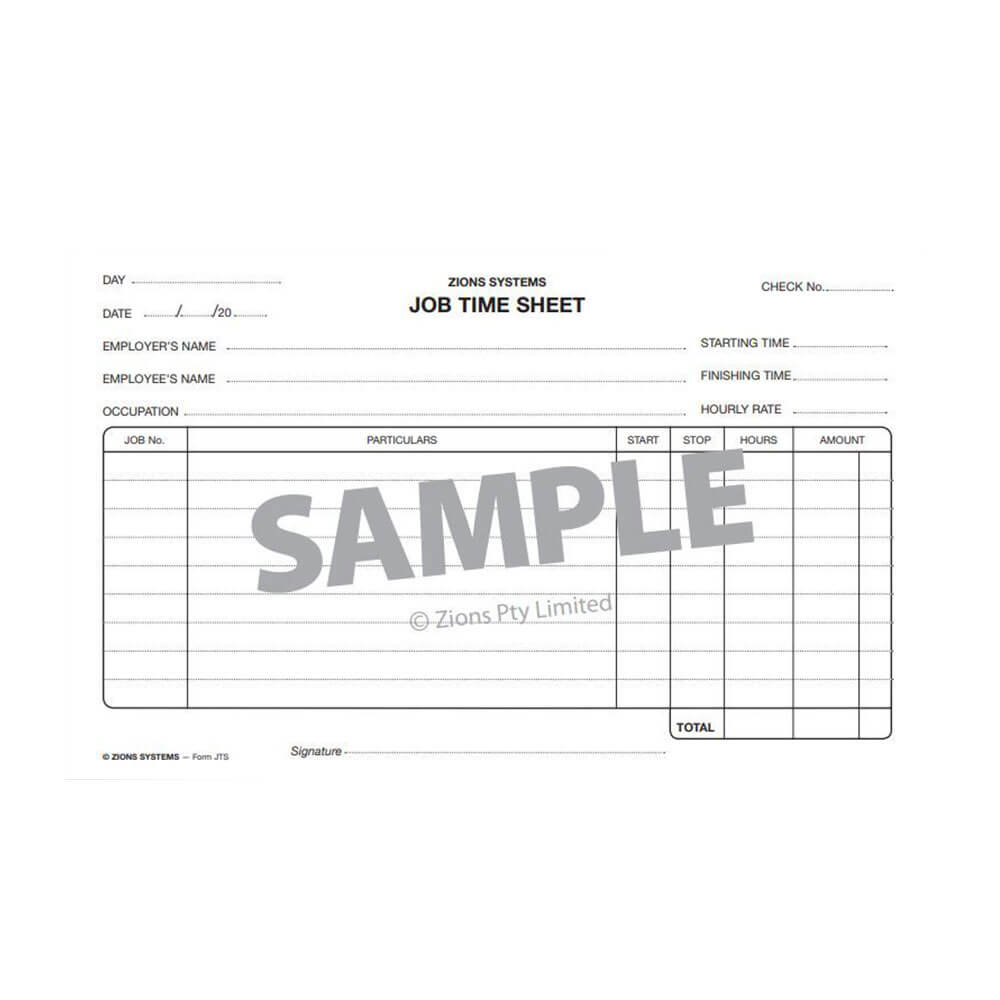 Zions Job Time Sheet (100pk)