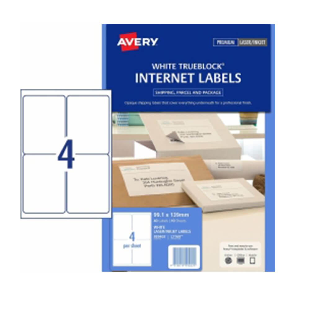 Avery Trueblock Internet Shipping Label 10pk White