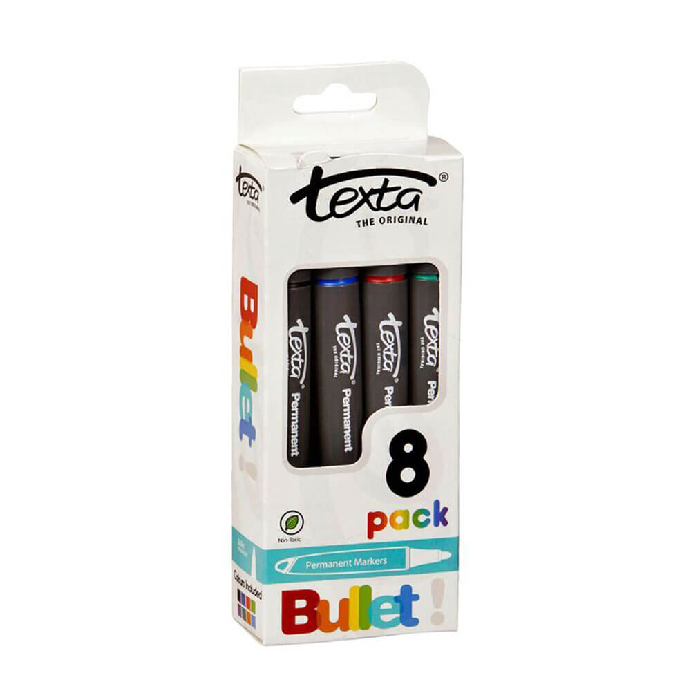 Texta Bullet Permanent Marker Assorted Colours (8pk)