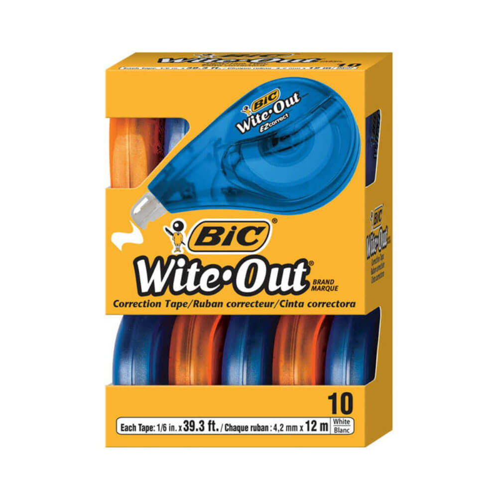 Bic EZ Wite-Out Correction Tape 4.2mmx12m (10pk)